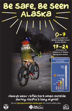 Be Safe, Be Seen Alaska - Teen and Parent Reflector Safety Poster