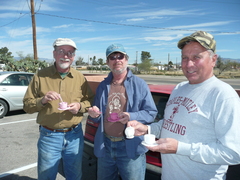 three men and a tea set