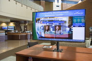 A new digital sign inside the Community Development Resource Agency building.