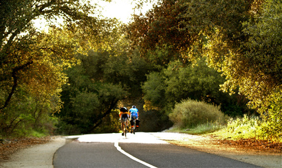 American River parkway with riders