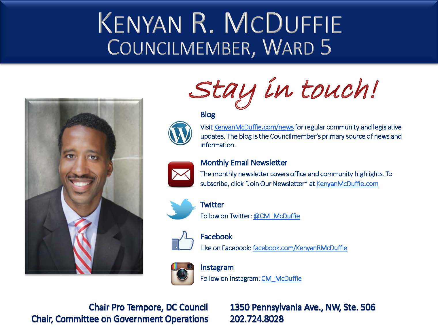 Stay in Touch with Councilmember Kenyan McDuffie
