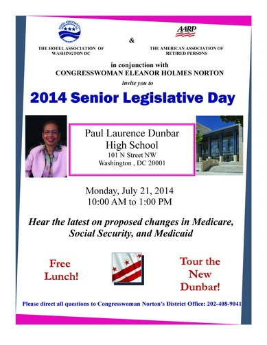 Congresswomen Norton's Senior Legislative Day, Monday July 21
