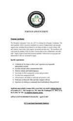Ethiopian Community Job Announcement
