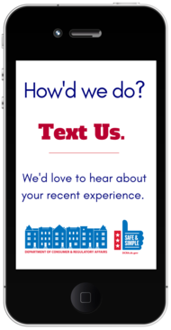 Text Us! Tell Us How We Are Doing Graphic