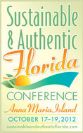Sustainable and Authentic Florida Conference Poster, bright, sunny with vibrant yellow and organge color combinations  