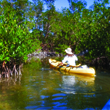 A kayaker paddles into the mangroves at Curry Hammock State Park in the Florida Keys.