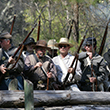 Soldiers prepare to reenact battle. By Sam Holton.
