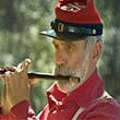 Reenactor playing a fife at Natural Bridge reenactment