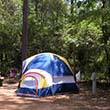 A tent at a campground at Blackwater River State Park