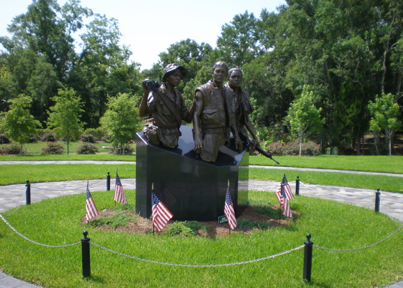 Three Service Man Statue at Orman House Historic State Park