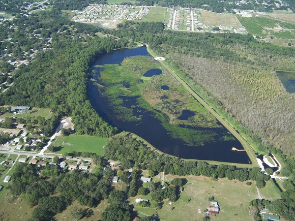 Second aerial view of Lake Gwyn showing the completed project, Photo courtesy of Polk County Natural Resources