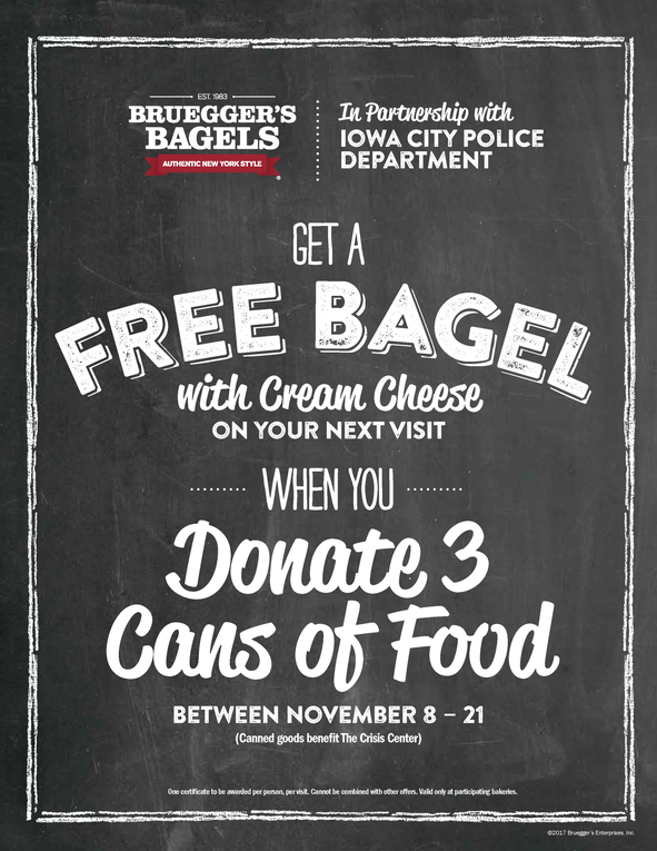 A flyer promoting the Iowa City Police Food Drive. 