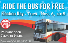 Graphic advertising election day bus information