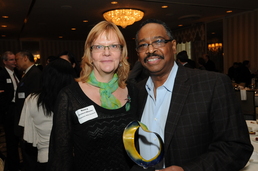 Artist Nancy Sickbert Wheeler & Leadership Award recipient Hecky Powell, photo by Genie Lemieux