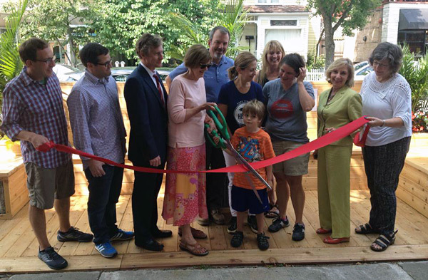 Parklet ribbon cutting