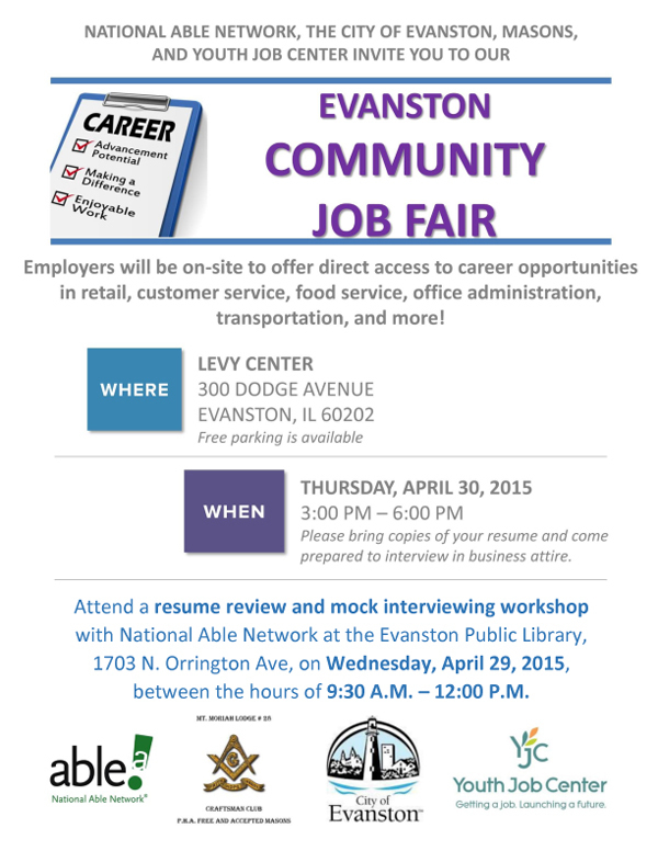 Evanston Community Job Fair 2015 flyer