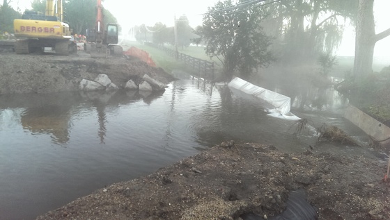 Flooded work site on Diamond Lake Road