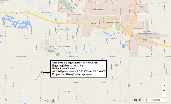 State Road 2 Bridge Closure, Porter Co.