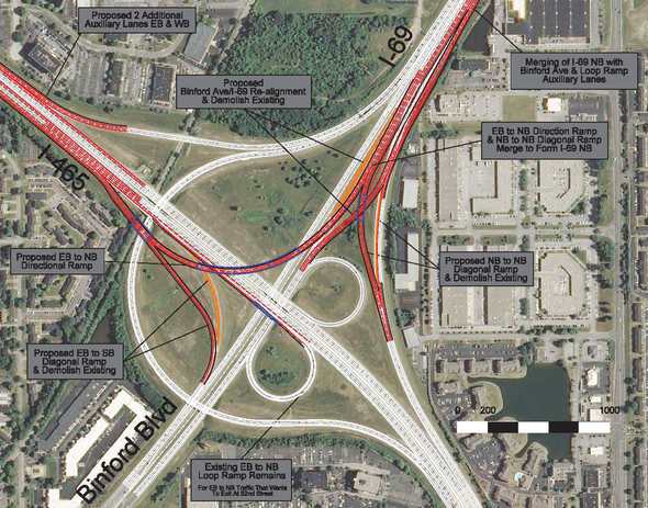 Proposed I-69 and I-465 interchange