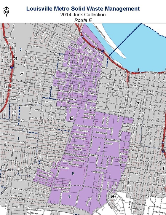 Junk pickup Area E map