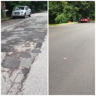Paving before and after