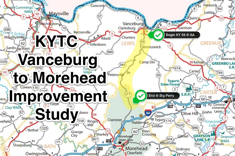 Vanceburg to Morehead Map