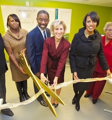 Image: Ribbon cutting for a Community Jobs Hub