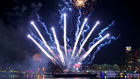 IMAGE: Fireworks over Inner Harbor ring in 2015 at Baltimore's New Year's Eve Spectacular