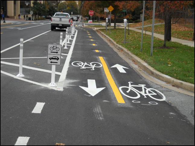 Bike Lane (Cycle Track) Installed on  Woodglen Drive Between Edson Lane and Nicholson Lanes