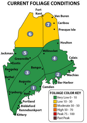 Maine Foliage Map for September 23, 2015