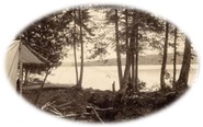 Maine Memory Network photo of camping in the Aroostook woods by a lake circa 1895.