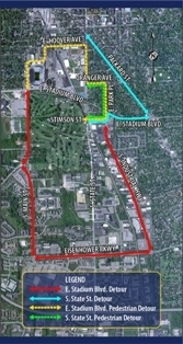Ann Arbor Bridges project detour map