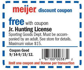 Meijer free junior hunting license coupon