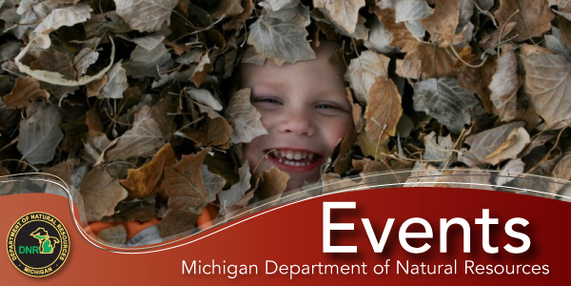 Young child playing in leaves