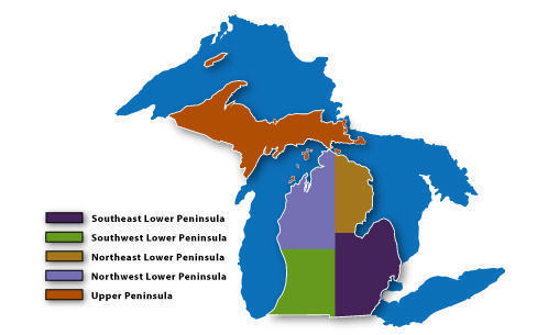 Regional map of Michigan