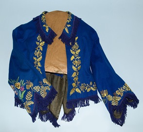 blue embroidered jacket, c. 1865