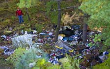 Volunteers clean up trash in Grand Traverse County.