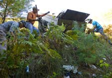 Volunteers clean up trash in Grand Traverse County.