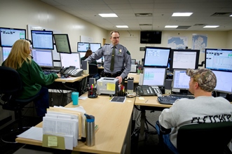 dispatchers working in the RAP Room