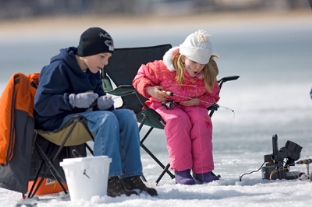 kids enjoying ice fishing