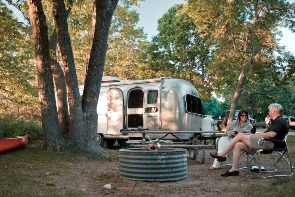 Couple camping at a Michigan state park