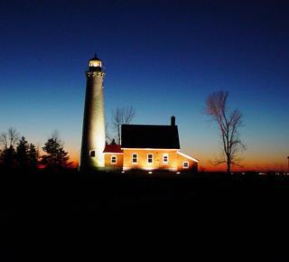 Tawas Point Lighthouse Tawas Point Lighthouse at night with sky view