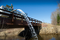 Unloading fish from stocking truck