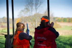 two ladies chatting at ladies pheasant hunt event