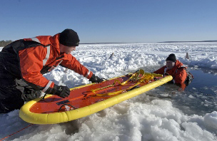 Ice rescue practice