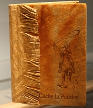 Rough leather bound book of the Library of Michigan Rare Book Room collection