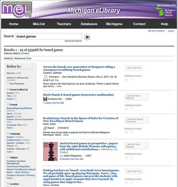 MeL Search Interface