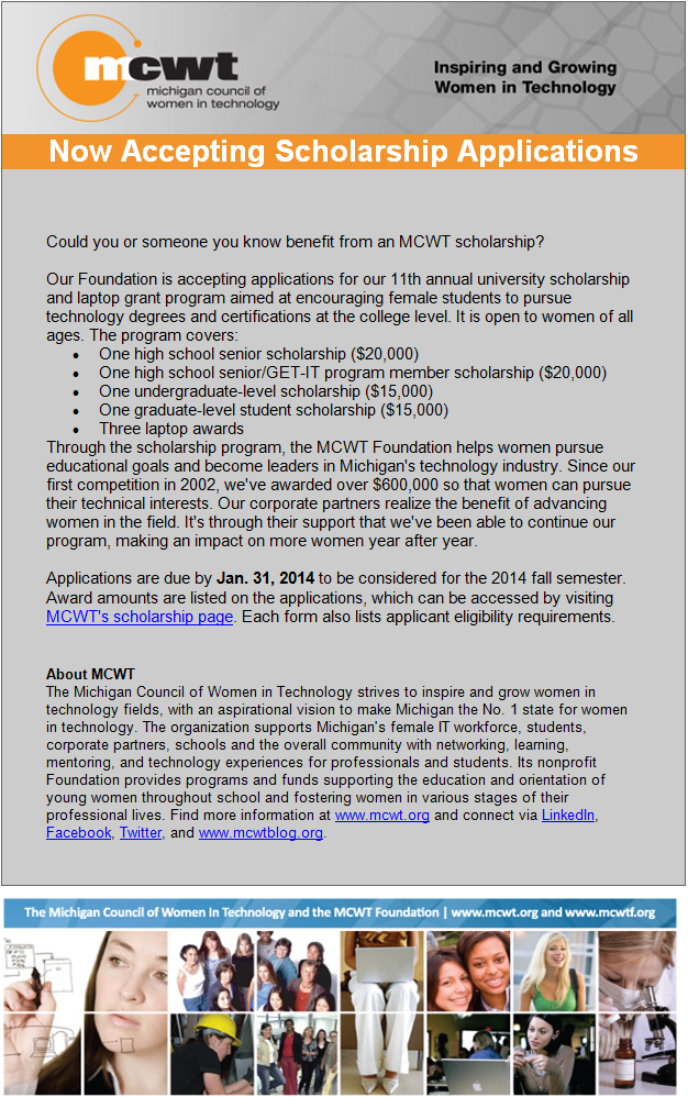 MCWT 2014 Scholarship Applications