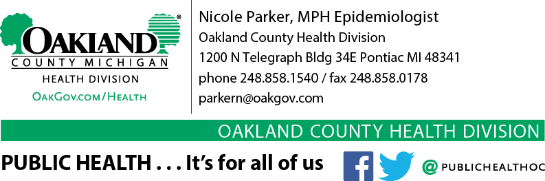 Nicole Parker, MPH - Epidemiologist, Oakland County Health Divison
