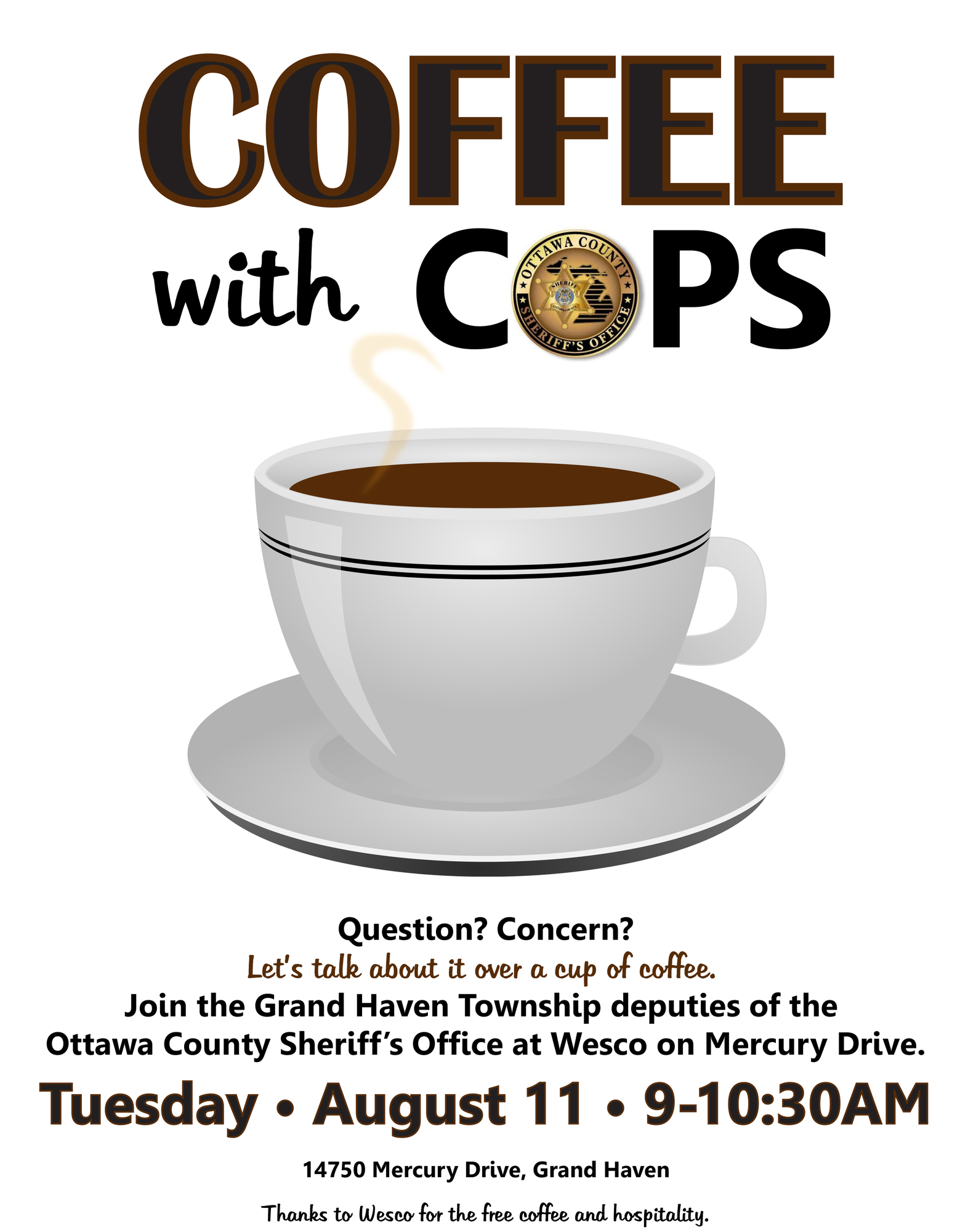 Press Release Coffee with Cops Brewing in Grand Haven